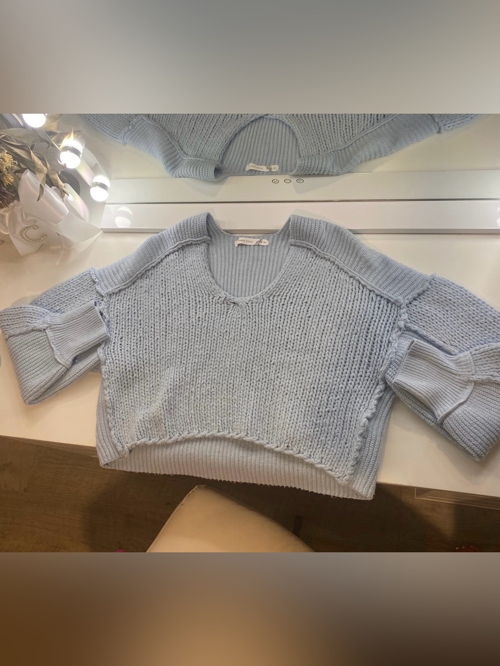 Altar'd State Light Blue Chunky Scoop Neck Sweater